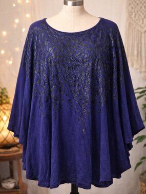 JW Statement Top Plus 2X Boho Statement Purple Jewel Tone Artwear Boho Chic Glam
